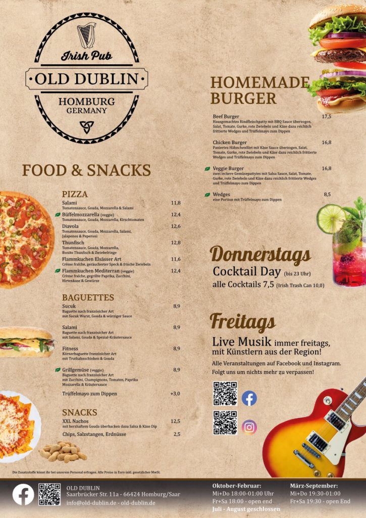 Old Dublin - Homburg - Food, Snacks & Specials